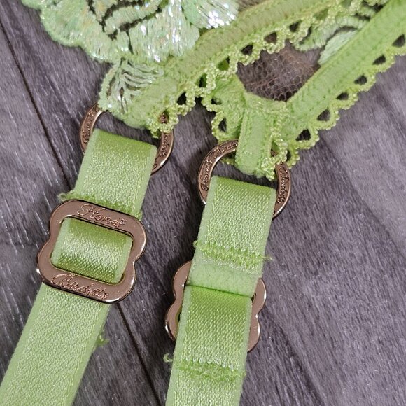 Honey Birdette Whitney Apple Light Green Garter Belt Suspender Size S - Picture 9 of 10